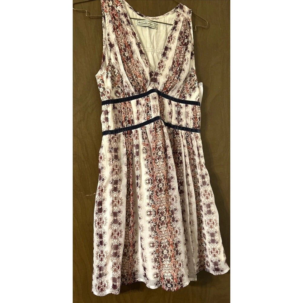 Abercrombie & Fitch Boho Velvet Trim Whimsigoth Plisse Mini Dress XS Festival